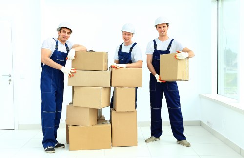 Prepared boxes and furniture ready for household storage in Kensalgreen