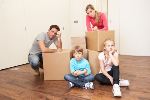 Packed moving boxes prepared for local removals